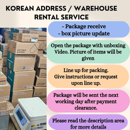 KOREAN ADDRESS / WAREHOUSE RENTAL SERVICE (Payment will be together with shipping fees)