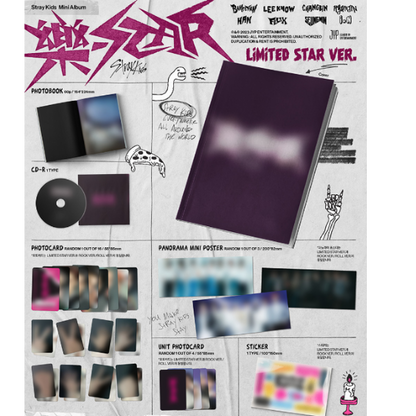 Мини-альбом Stray Kids ROCK-STAR (LIMITED STAR VER.) со случайным веб-сайтом POB PC