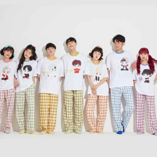 BTS TinyTan Checkered Pajama SET