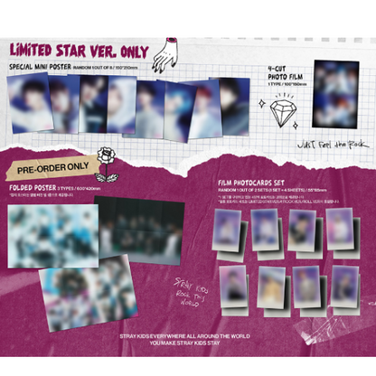 Stray Kids Mini Album ROCK-STAR (LIMITED STAR VER.) with RANDOM Website POB PC