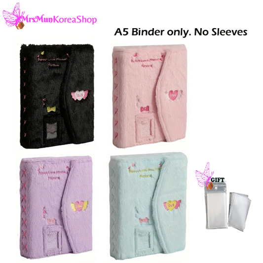 A5 Embroidered Plush Six Hole Magnetic Binder