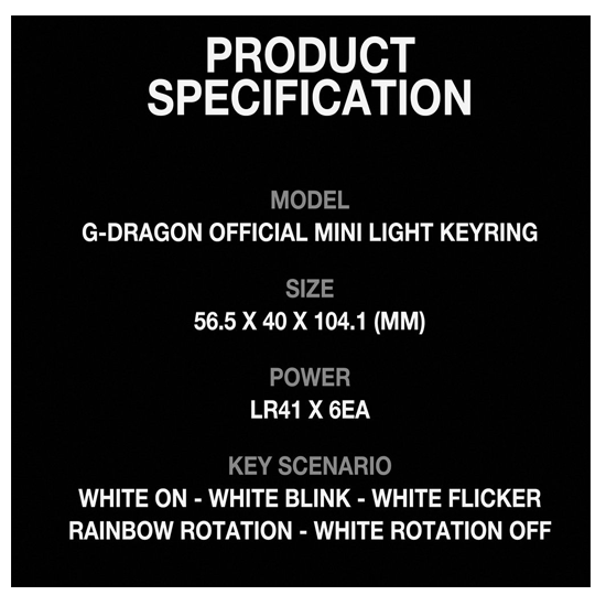 G-Dragon Official Mini Light Keyring Mint