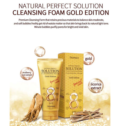 DEOPROCE NATURAL PERFECT SOLUTION CLEANSING FOAM GOLD EDITION (PER BOX  Order ONLY!))