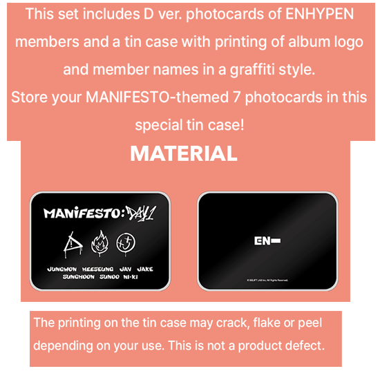 Enhypen Manifesto Photocard and Tin Case Set