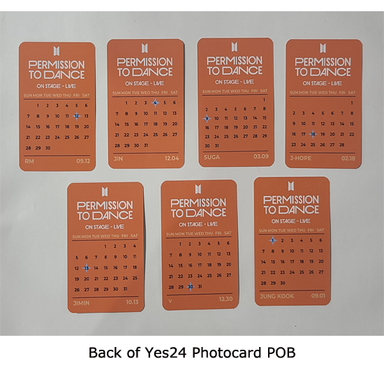 BTS Permission To Dance On Stage Live Album and POB Photocards