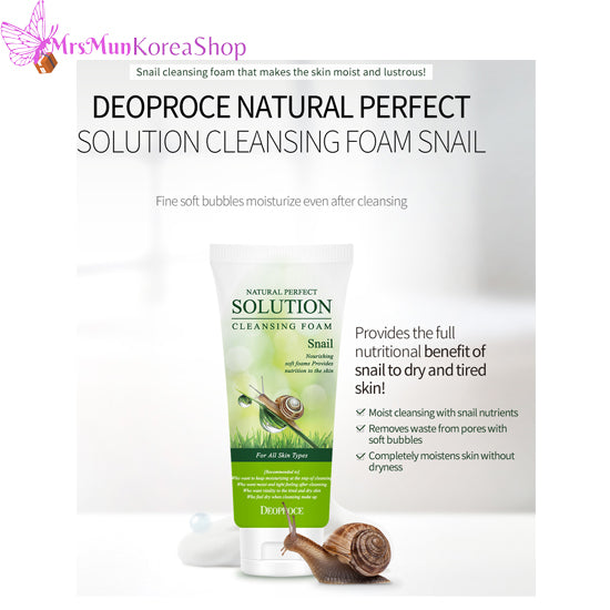 DEOPROCE NATURAL PERFECT SOLUTION CLEANSING FOAM SNAIL (PER BOX ORDERS ONLY!)
